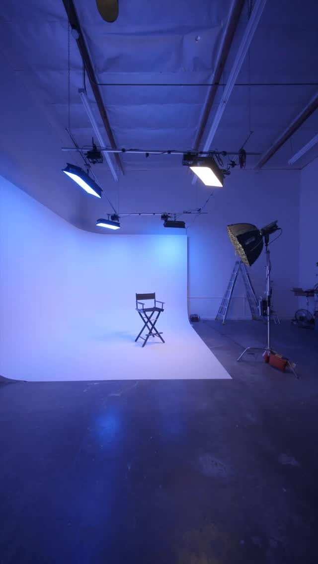 Cyclorama wall lit blue for a cinematic setup